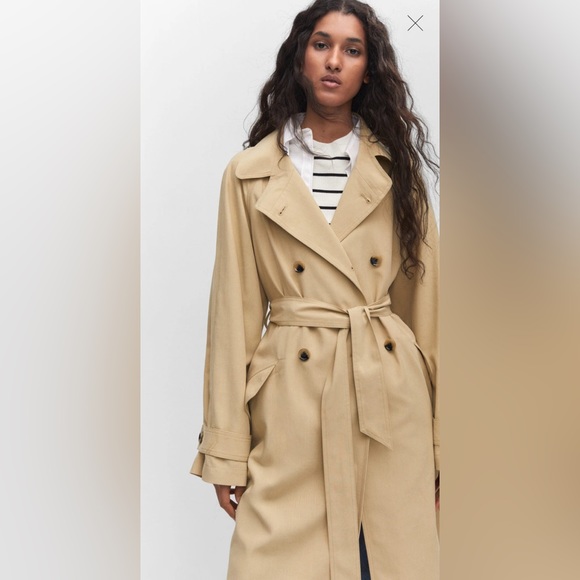NWT Mango Fluid tencel trench coat size M - Picture 2 of 7